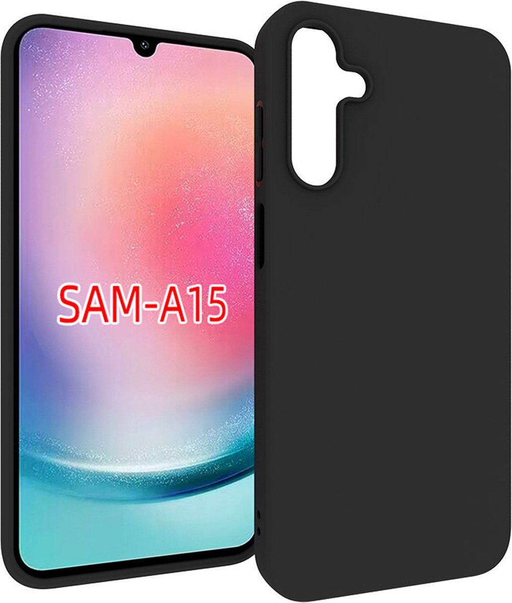 MobyDefend Hoesje - Geschikt voor Samsung Galaxy A15 - TPU Backcover - Mat Zwart