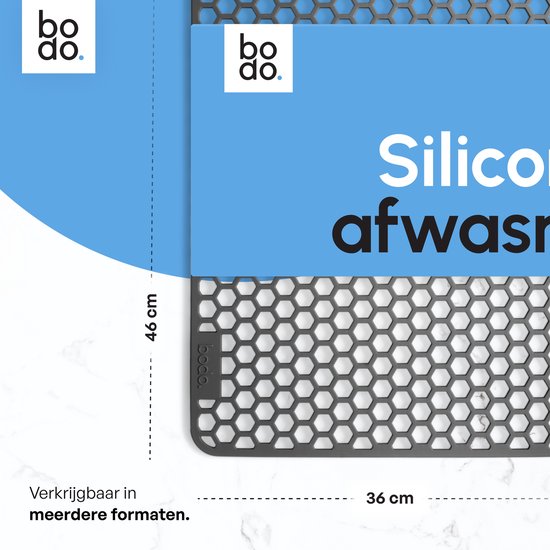 Bodo® – Tapis d'évier en Siliconen Grijs - 36 x 46 cm - Accessoires de vêtements pour bébé de Cuisine - Protecteur d'évier pour 40 x 50 cm - Sous-verres en Siliconen - Anti rayures - Accessoires de vêtements pour bébé d'évier
