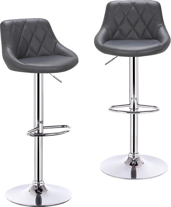 Ya-Home Draaibare barkrukken set van 2 bruine PU lederen keuken aanrechtstoelen, keuken/aanrecht hoge krukken met metalen poten, voetsteun en Ya-Home Draaibare barkrukken set van 2 bruine PU lederen keuken aanrechtstoelen, keuken/aanrecht hoge krukken met metalen poten, voetsteun en
