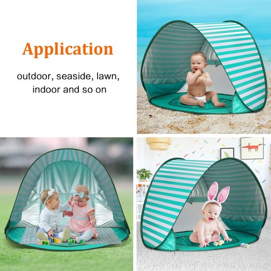 Strandtent voor kinderen, pop-up tent, opvouwbaar, draagbaar, zonbescherming, UPF 50 , ideaal voor strandvakantie, camping, reizen, blauw