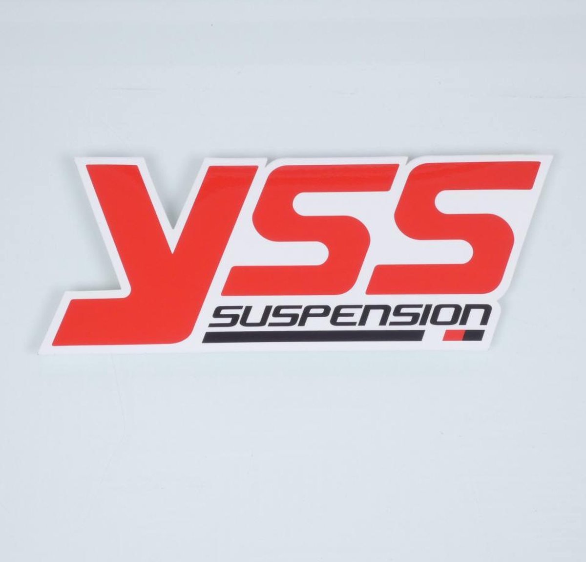 Autocollant stickers YSS Suspension rouge blanc noir pour moto 90x205mm l'unité