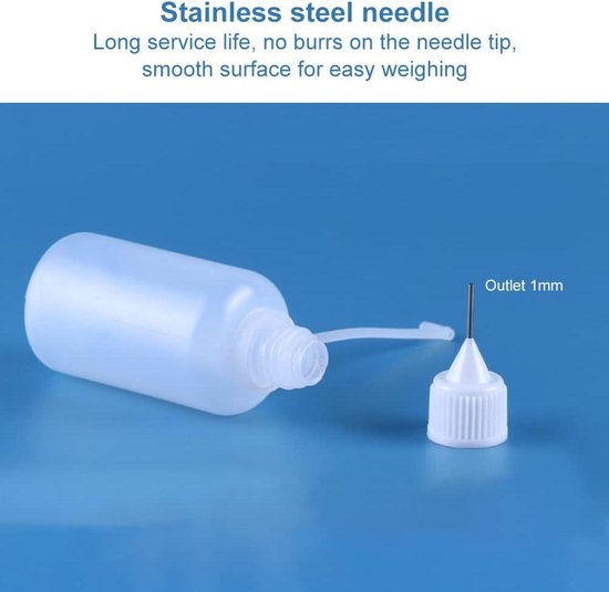 Naaldflessen, precisiepunt applicatorflessen, doseerfles met naaldpunt, doseerfles, knijpfles, klein, plastic fles, kleine plastic flessen om te vullen, voor lijm-inktoliën