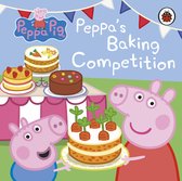Peppa Pig: Peppa's Baking Competition. Peppa en George houden taarten vast. Versierd met wortels, aardbeien, bloemen en chocolade.