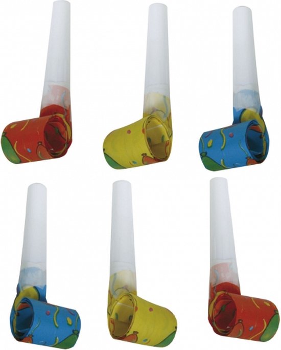 Papieren roltongen / feest toetertjes - 30x - blaastoeters - kunststof/papier - kinder verjaardag - feestartikelen