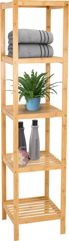 Brixy Badkamerrek - Badkamermeubel - 5-Laags - 141x33x33cm - Badkamer Kast - Bamboe