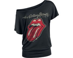 The Rolling Stones Plastered Tongue Dames T-shirt - zwart - L