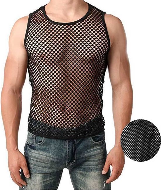 Débardeur en maille homme - Résille - Mouwloos - Chemise Érotique homme - Polyester