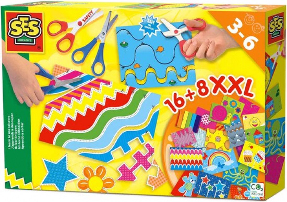 SES - Ik leer knippen XXL - veilige schaar en metalen schaar - met 24 knipvellen