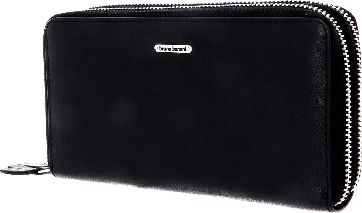 bruno banani Leren Portemonnee New York Double Zip Around Wallet Black Zwart