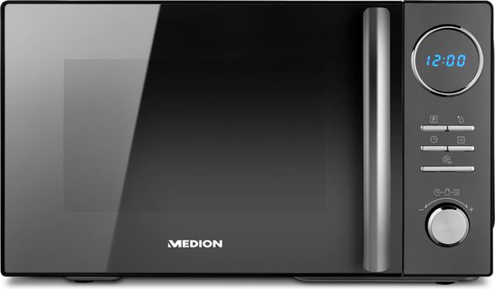 MEDION 3-in-1 magnetron met grill- en heteluchtfunctie (23 liter, 900 watt, 1.000 watt grill, 1.680 watt hetelucht, 10 automatische programma's, ontdooifunctie, display, MD11493) zwart