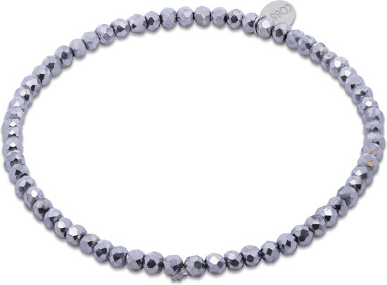 CO88 Collection - 8CB-91316 - bracelet perles femme avec pierres en cristal argenté - 3 mm
