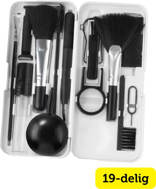 Garpex® Kit de nettoyage multifonctionnel - 19 pièces - Nettoyage du clavier - Set de nettoyage - Puller de touches - Cleaner pour clavier - Cleaner Airpods - Convient pour ordinateur portable, smartphone, appareil photo, Earpods, lunettes, tablette