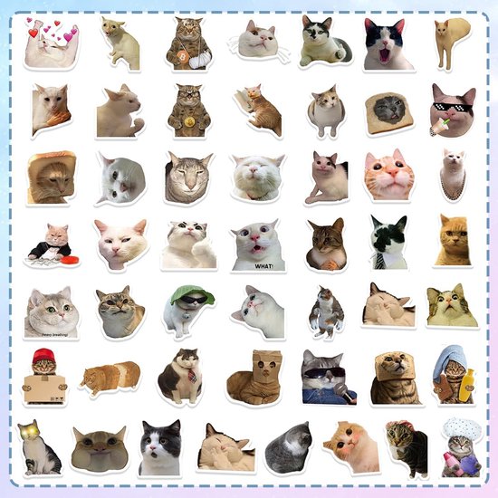 50 stuks creatieve stickers met een ondeugende zwarte kat, waterdicht