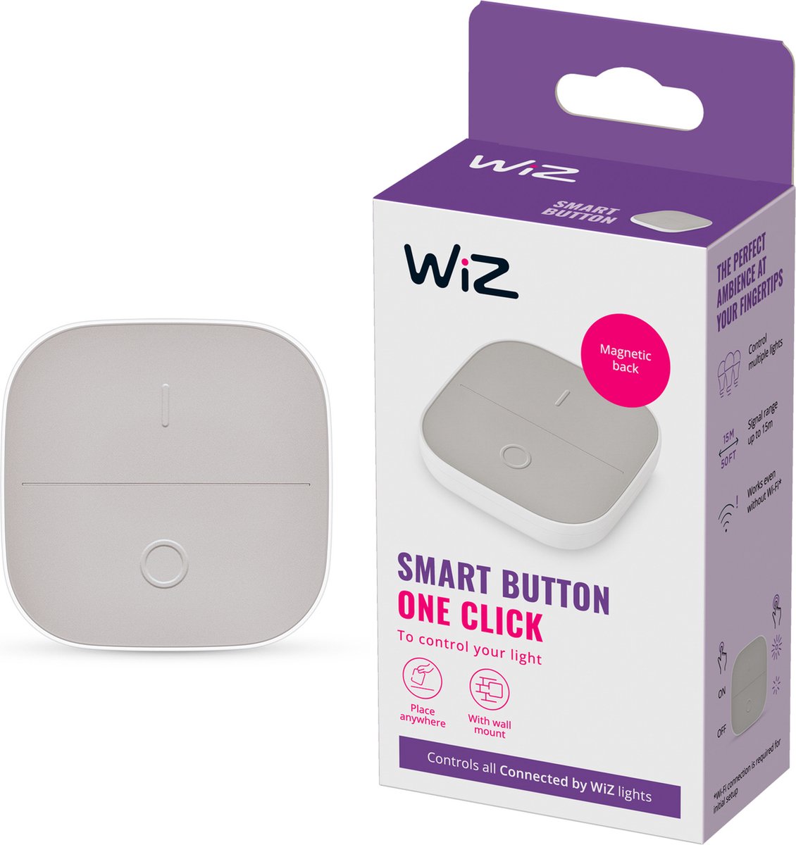 Bol.com WiZ Portable Button - Bedien je Slimme Verlichting Eenvoudig Zonder App - Werkt op Batterijen - Draagbaar aanbieding