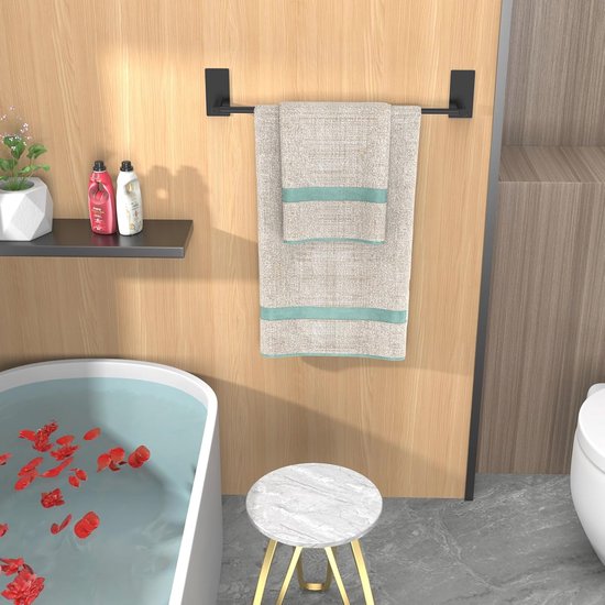 Handdoekhouder zonder boren - Verstelbare handdoekstang 40-75 cm - Roestvrij staal voor badkamer en keuken — afbeelding 5