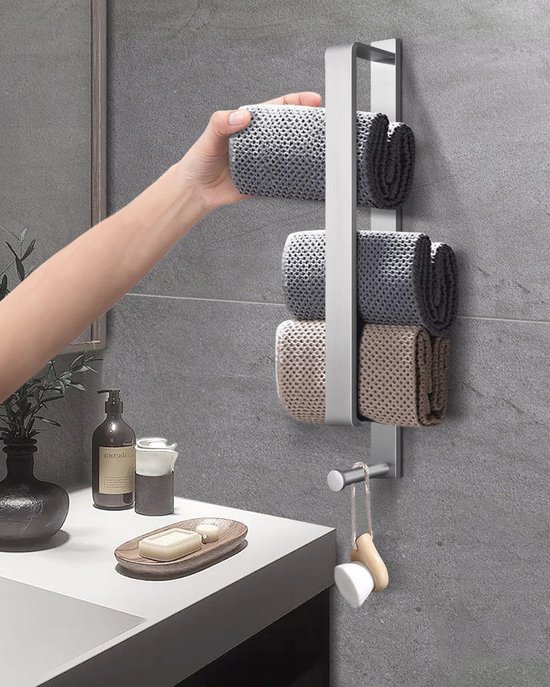 Zelfklevende Handdoekstang 43.5cm - Roestvrij Staal, No-Drill, Voor Badkamer en Keuken van Everloc — afbeelding 2