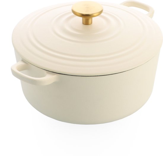 BK Bourgogne braadpan 24cm/4.2L Cream White - gietijzer - inductie