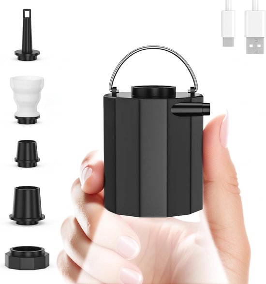 Electric Vacuum Pump Sportneer Elektrische Mini Luchtpomp - 1600 MAh Accu, Campinglicht, Voor Luchtmatrassen En Vacuümzakken Oplaadbare Pomp 1600 MAh Met Campinglicht