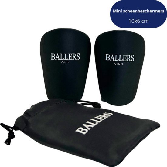 Vynix Ballers - Mini Scheenbeschermers - Mini Scheenbeschermers Voetbal - 10x6cm - Scheenbeschermers - Met opbergzakje - Mini Shinpads - Scheenbeschermers - Zwart
