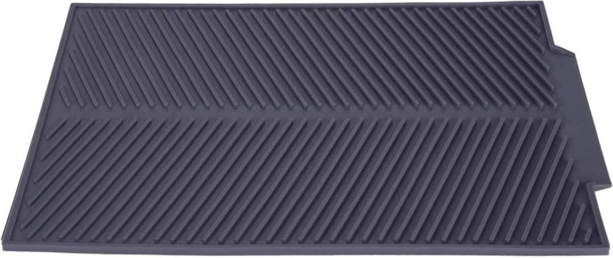 Grote siliconen rechthoekige afvoermat voor keukenwerkblad - servies droogpad - wastafel mat - vaatwasmachinebestendig - hittebestendig - antislip - grijs - 40 x 24 cm. .