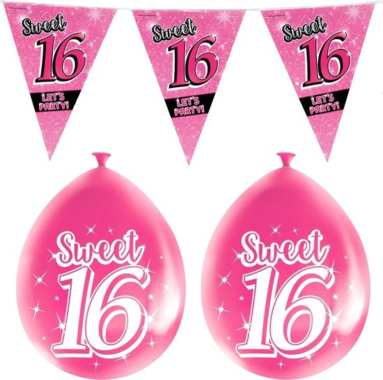 Paperdreams Sweet 16 party set - Ballons & guirlandes - 17x pièces