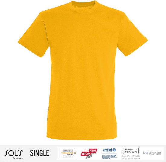 Sol's Heren T-Shirt 100% biologisch katoen Ronde hals Geel Maat S