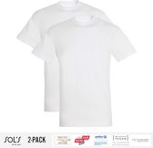 2 Pack Sol's Heren T-Shirt 100% biologisch katoen Ronde hals wit Maat 3XL