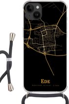 Cordon téléphonique - Chaîne téléphonique - Convient pour Apple iPhone 14 Plus - Étui crossbody - Ede - Carte - Or - Siliconen - Bandoulière - Étui de téléphone avec cordon