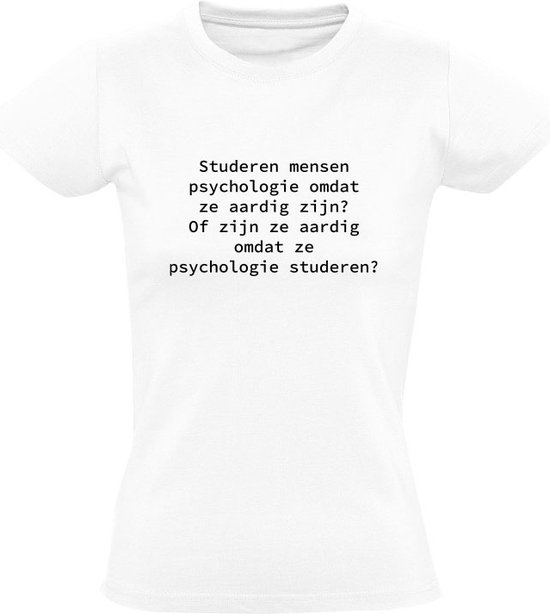 Foto: Psychologie studeren dames t shirt studie werk mensenkennis gedrag psycholoog wit