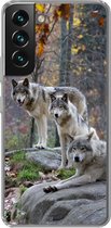 Coque Samsung Galaxy S22 - Loups - Rocher - Forêt - Coque de téléphone en Siliconen