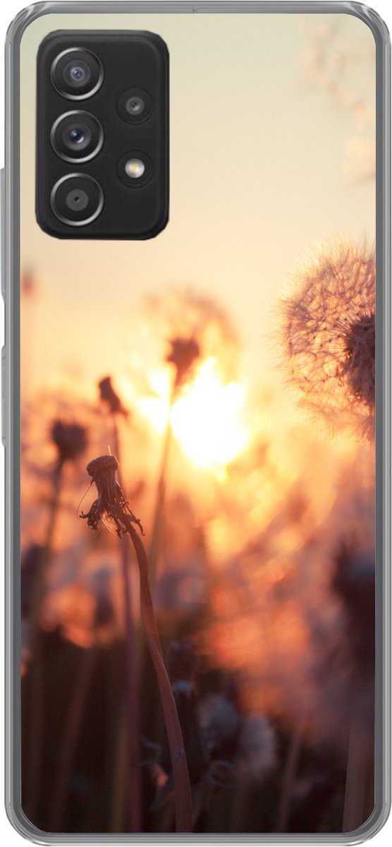 Telefoonhoesje Geschikt voor Samsung Galaxy A53 5G hoesje - Paardenbloem - Zonsondergang - Lente - Siliconen Telefoonhoesje Telefoonhoesje