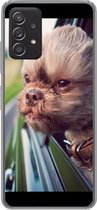 Geschikt voor Samsung Galaxy A53 5G hoesje - Hond - Auto - Dier - Siliconen Telefoonhoesje