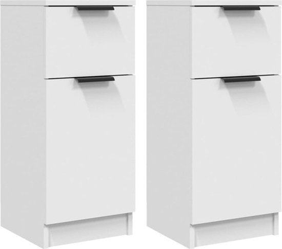 Dressoirs 2 st 30x30x70 cm bewerkt hout zwart | -nl Dressoirs 2 st 30x30x70 cm bewerkt hout zwart | -nl