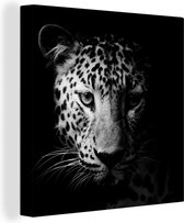 Canvas schilderij - Wilde dieren - Panter - Zwart - Wit - Canvas doek - 20x20 cm - Woondecoratie - Foto op canvas