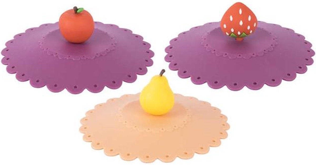 Tantitoni 3-delige fruitvormige siliconen bekerdekselset