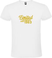 T-Shirt Wit avec Image « Edition Limited depuis 1963 » Or Taille XXXXXL