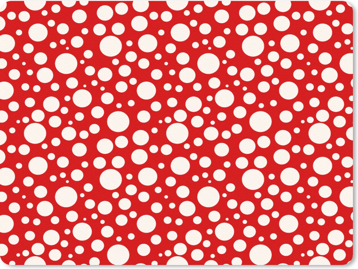 Muismat 23x19 cm - Mousepad Bubbels - Rood - Stippen - Patroon - Muismatten