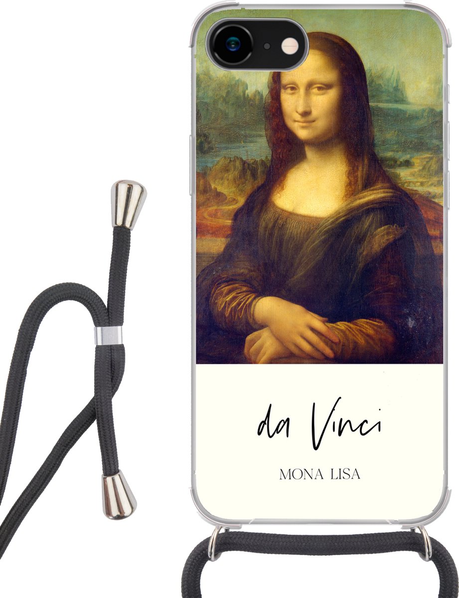 Telefoonhoesje Geschikt voor iPhone 8 - Mona Lisa - Leonardo da Vinci - Oude meesters - Siliconen - Crossbody - Backcover met Koord - Telefoonhoesje met koord - Hoesje met touw Telefoonhoesje