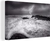 Canvas Schilderij Storm op zee fotoprint - 30x20 cm - Wanddecoratie
