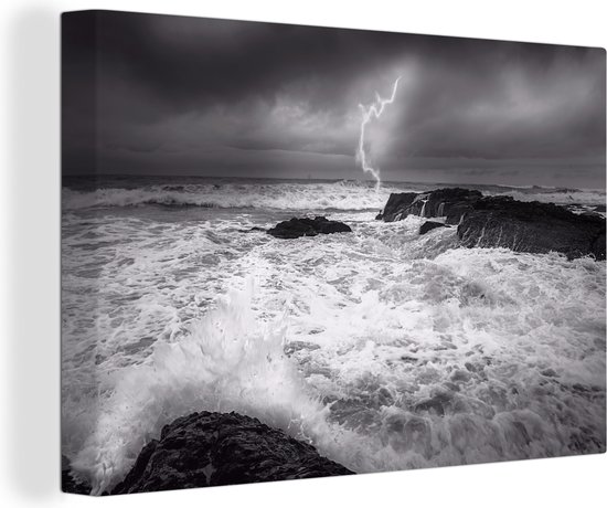 Canvas Schilderij Storm op zee fotoprint - Wanddecoratie