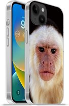 Geschikt voorApple Iphone 14 Plus - Soft case hoesje - Aap - Vacht - Zwart - Siliconen Telefoonhoesje