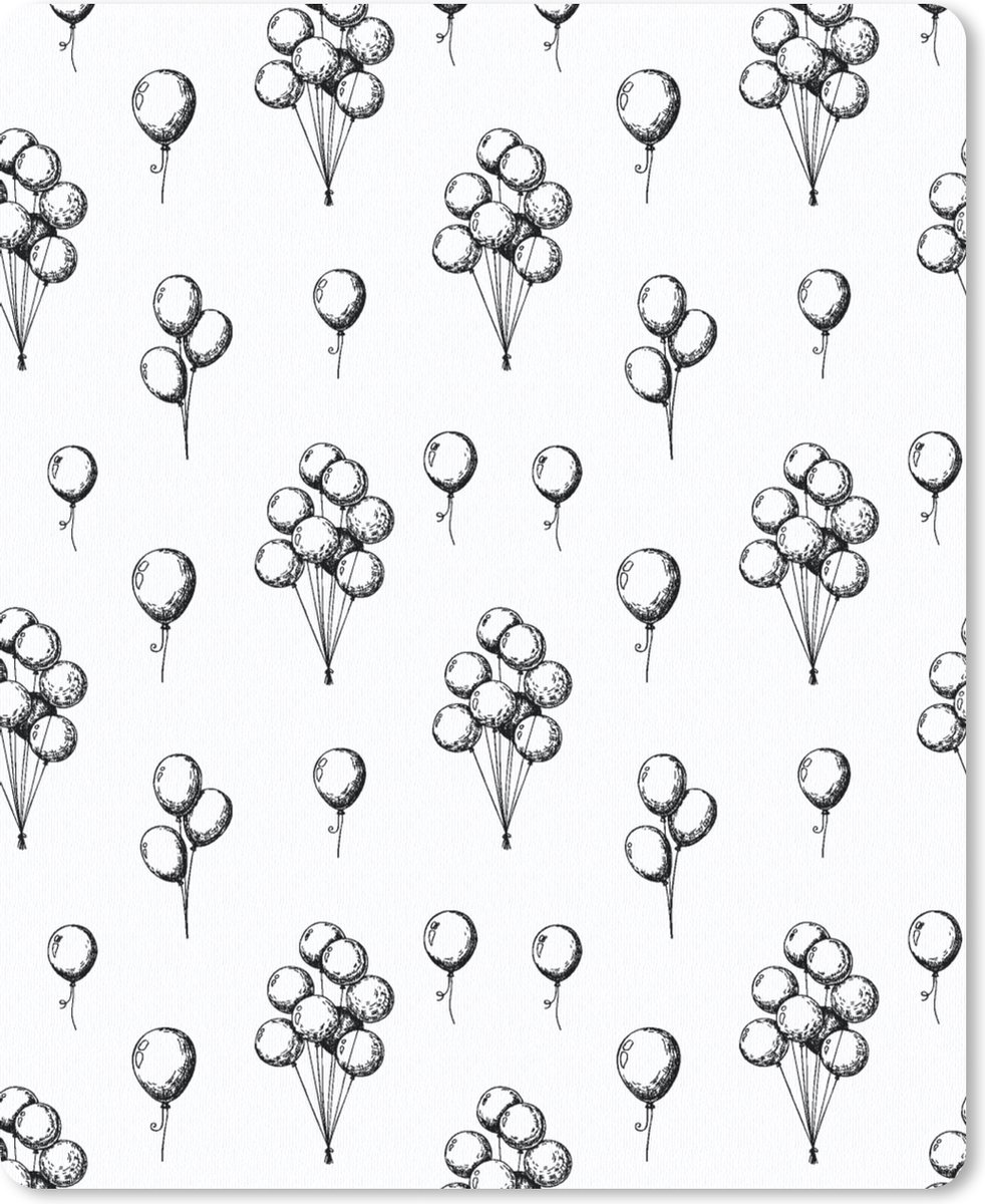 Muismat - Mousepad - Ballon - Patronen - Zwart Wit - 19x23 cm - Muismatten