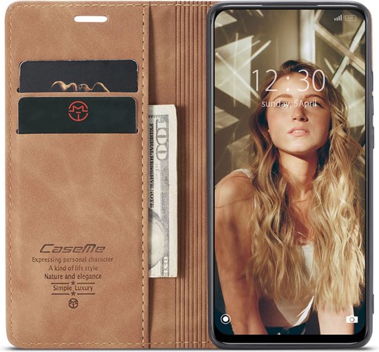 CaseMe - Hoesje geschikt voor Xiaomi Redmi Note 11 - Wallet Book Case - Magneetsluiting - Licht Bruin