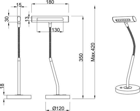 LED Bureaulamp - Trion Curty - 4W - Warm Wit 3000K - Dimbaar - Rond - Mat Zwart - Aluminium LED Bureaulamp - Trion Curty - 4W - Warm Wit 3000K - Dimbaar - Rond - Mat Zwart - Aluminium