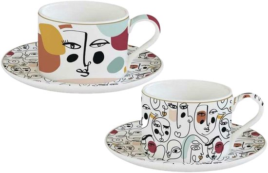 Tasse et soucoupe Easy Life Design - Modernisme - Porcelaine - 2 pièces -  240 ml -... | bol.com