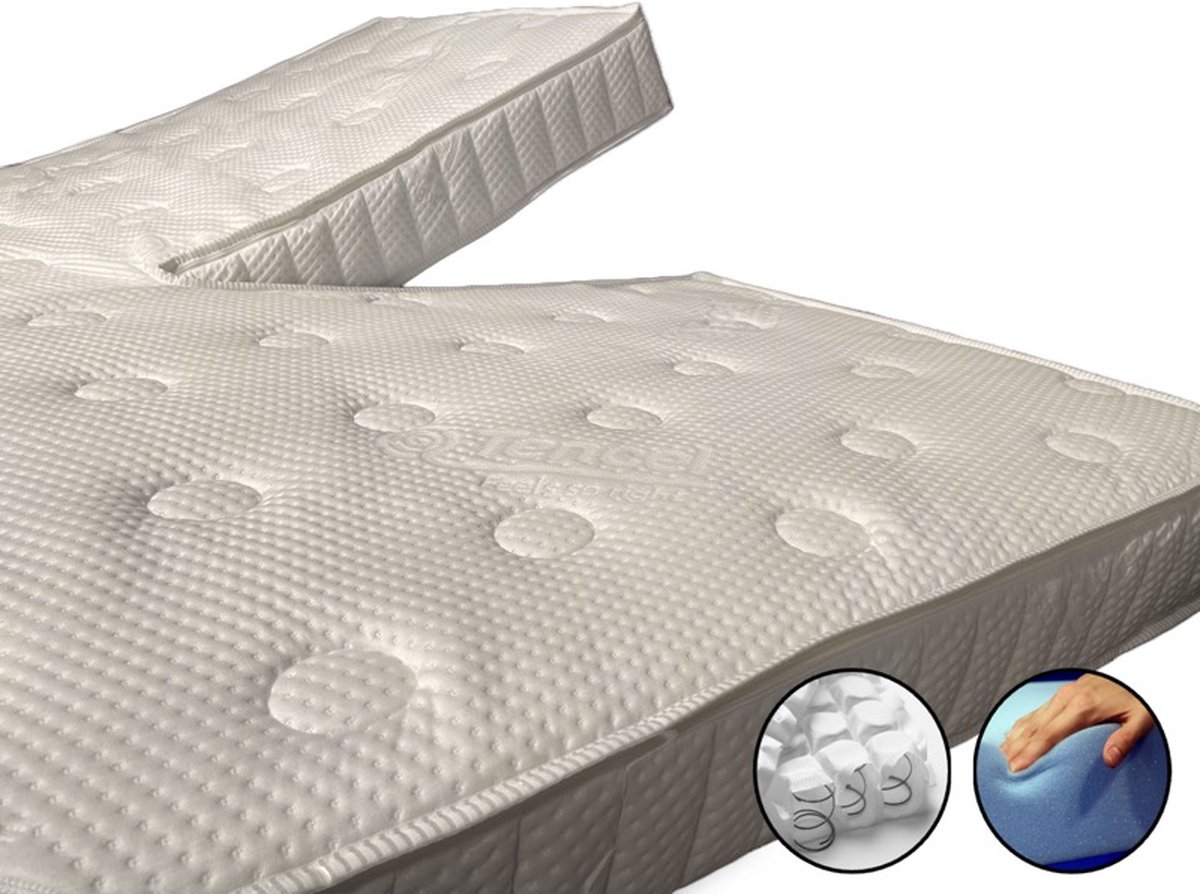 dreambedden Splittopper Momentum Micropocketvering - 200x220 - HR55 Koudschuim - ca. 14cm dik - Tencel wit