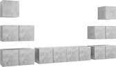 vidaXL - 8-delige - Tv-meubelset - bewerkt - hout - betongrijs