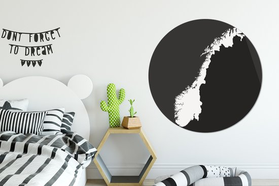 Illustration de la Norvège en noir et blanc Sticker mural cercle mural ⌀ 140 cm / cercle papier peint / cercle mural / cercle vivant - autocollant et découpe ronde
