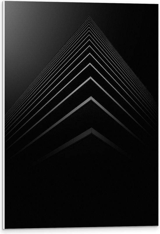 WallClassics - PVC Schuimplaat- Stapel Zwarte Abstracte Platen - 40x60 cm Foto op PVC Schuimplaat