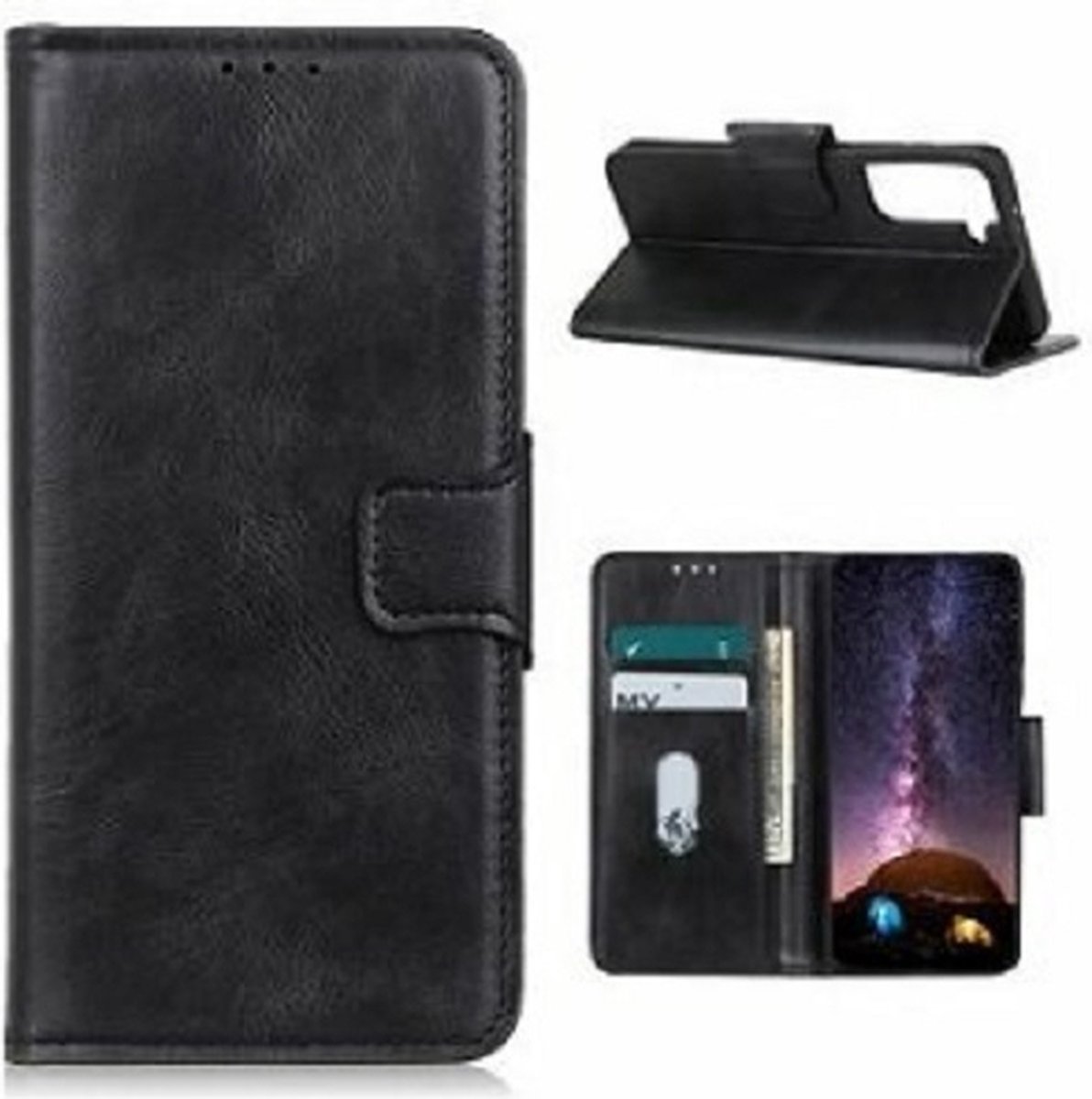 Samsung Galaxy S21 Hoesje Met Pasjeshouder Bookcase Zwart
